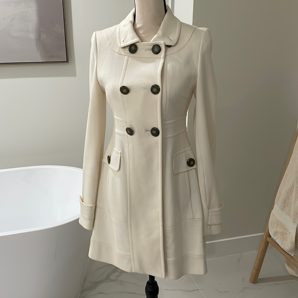 Anthropologie white trench coat